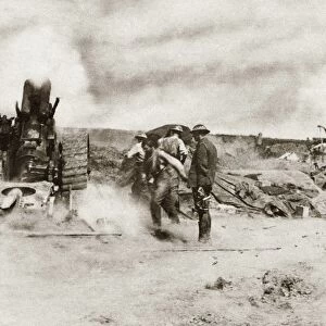 WORLD WAR I: GUNNERS. British gunners on the Western Front during World War I. Photograph