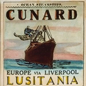 WORLD WAR I: LUSITANIA. An advertisement from the New York Herald announcing the sailing of the S. S. Lusitania from New York to Liverpool, England on 1 May 1915. The liner was torpedoed off the Irish coast by a German submarine