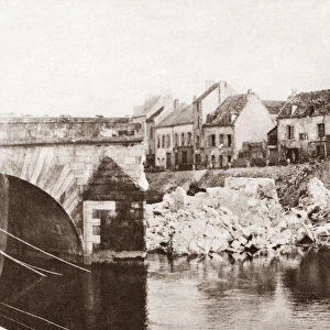 WORLD WAR I: MARNE BRIDGE. Wreckage of the stone bridge over the Marne River, blown