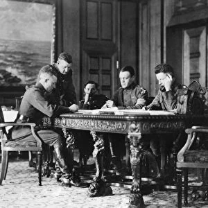 WORLD WAR I: OFFICERS. Allied officers seated around a table during World War I