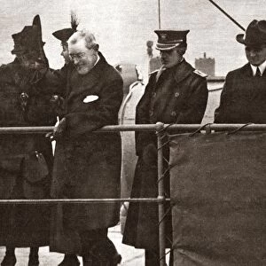 WORLD WAR I: PRESIDENT. President Wilson from the deck of the George Washington