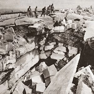 WORLD WAR I: PRZEMYSL. Soldiers amidst the rubble of of the fortress of Przemysl