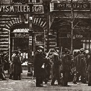 WORLD WAR I: REVOLUTION. Crowd gathers outside of the Vorwaerts Newspaper plant