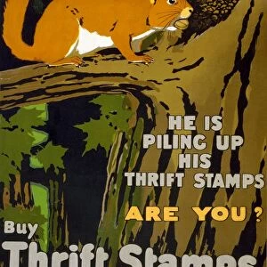 WORLD WAR I: THRIFT STAMPS. Poster for Thrift Stamps during World War I. Lithograph, 1917