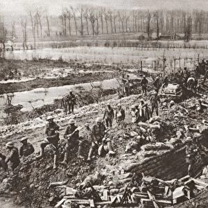 WORLD WAR I: TRENCHES. British troops constructed trenches in a flooded area near Blangy