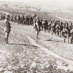 WORLD WAR I: TURKISH ARMY. Turkish troops on their way to battle during World War I