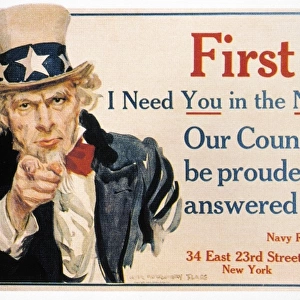 WORLD WAR I: U. S. POSTER. I need you in the Navy this minute! American World