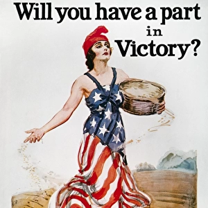 WORLD WAR I: U. S. POSTER. Will you have a part in Victory? American World War I Victory Garden poster by James Montgomery Flagg, 1918