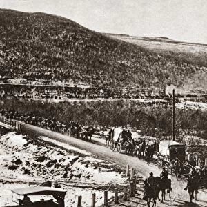 WORLD WAR I: VLADIVOSTOK. Allied troops testing rolling kitchens on the roads near Vladivostok