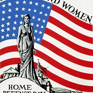 WORLD WAR II POSTER, 1941. Defense! Long Island Women - Home Defense Day. American poster announcing activities related to civil defense held at Adelphi College in Garden City, New York, 3 May 1941. Silkscreen for the Works Progress Administrations Federal Art Project