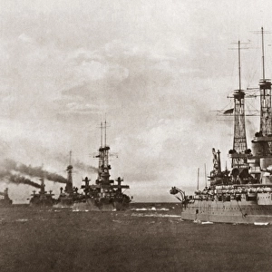 WWI: AMERICAN FLEET. Fleet of U. S. Navy dreadnought battleships during World War I