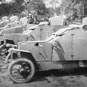 WWI: ARMORED CAR, c1915. A row of armored cars. Photograph, c1915