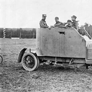 WWI: ARMORED CARS, c1915. Soldiers in an armored cars. Photograph, c1915