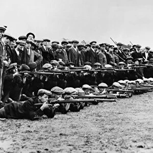 WWI: BRITISH RECRUITS, 1914. British recruits of the Lincolnshire Regiment at a
