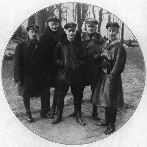 WWI: GERMAN PILOTS. German fighter pilot squadron. Left to right: Sebastian Fester