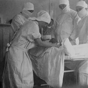 WWI: HOSPITAL, c1915. Performing a surgery at the Canadian hospital in the Hotel
