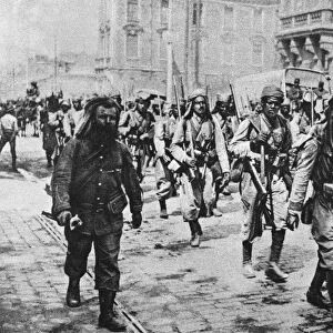 WWI: NORTH AFRICAN TROOPS. North African troops from French colonies marching through