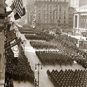 WWI: PARADE, 1919. The 369th Infantry Regiment on parade up Fifth Avenue in New York City