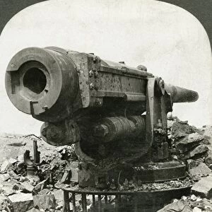 WWI: RUSSIAN GUN, c1919. A Russian gun dismantled by implements of war. Stereograph