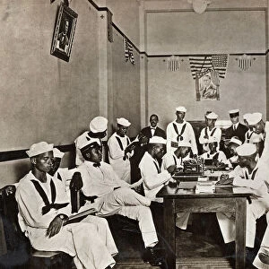 WWI: SAILORS, 1918. American sailors in the resting room of the Red Cross headquarters