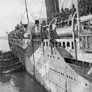 WWI: TROOPSHIP, 1919. The troopship SS Stockholm arriving in New York Harbor
