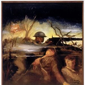 WWII: COLOR LINE POSTER. War Knows No Color Line. Oil on canvas by Elmer Sims Campbell
