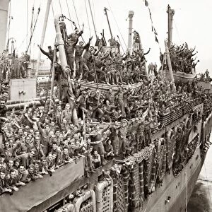 WWII: HOMECOMING, 1945. American soldiers returning home on board the SS John Ericsson