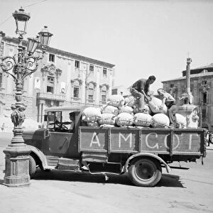 WWII: SICILY, 1943. An Allied Military Government for Occupied Territories truck