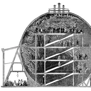 WYLDs GREAT GLOBE, 1851. Cross-section of the giant globe designed by James Wyld