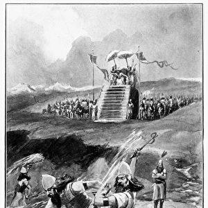 XERXES AT HELLESPONT. King Xerxes I (Ahasuerus) of Persia commanding the punishment