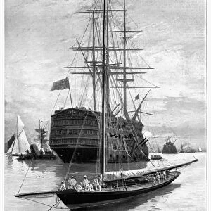 YACHT: METEOR, 1896. The yacht Meteor, owned by Emperor Wilhelm II, anchored