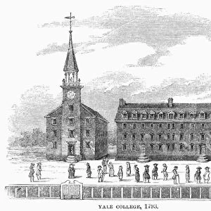 YALE COLLEGE, 1793. Yale College at New Haven, Connecticut, as it appeared in 1793. Wood engraving, 19th century
