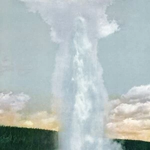 YELLOWSTONE PARK: GEYSER. Old Faithful Geyser eruption in Yellowstone National Park, Wyoming