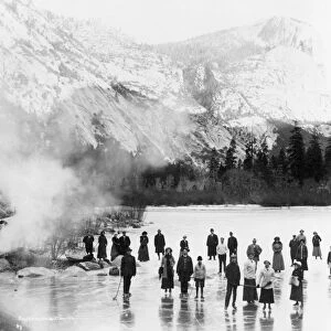 YOSEMITE: MIRROR LAKE, 1911. Ice skaters on Mirror Lake in Yosemite National Park, California
