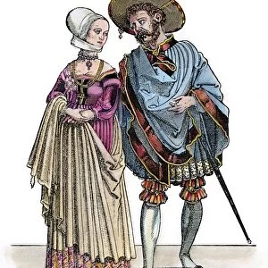 YOUNG COUPLE, c1530. A young gentleman and his wife
