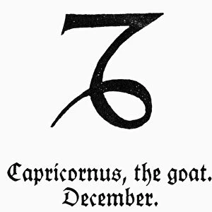 ZODIAC: CAPRICORN. Astrological sign for Capricorn, the goat