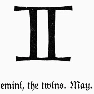 ZODIAC: GEMINI. Zodiacal symbol for Gemini, the twins