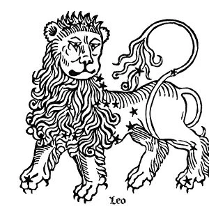 ZODIAC: LEO, 1482. Leo, the lion. Zodiacal woodcut from Gaius Julius Hyginus Poeticon