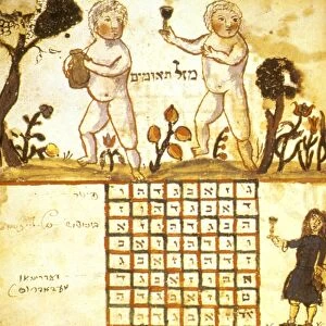 ZODIAC SIGN OF GEMINI: illustration, 1716, from a Hebrew book on Jewish calendar