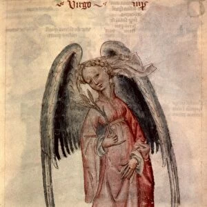 ZODIAC: VIRGO THE VIRGIN. Virgo the Virgin: from Latin ms. of astrological treatise by Albumasar, c1403