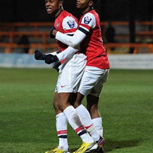 Ansah and Akpom Celebrate Arsenal's Second Goal Against Athletico Bilbao U19 in NextGen Series