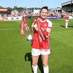 Arsenal Women Celebrate Conti Cup Victory: Jodie Taylor with the Trophy after Arsenal v Aston Villa