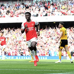 Arsenal's Bukayo Saka Scores Third Goal in Thrilling Victory over Wolverhampton Wanderers (2022-23)