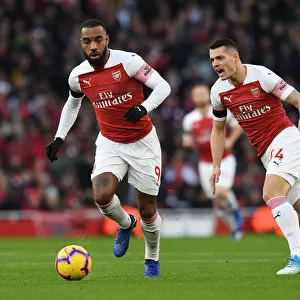Arsenal's Lacazette and Xhaka in Action: Arsenal FC vs Fulham FC, Premier League 2018-19