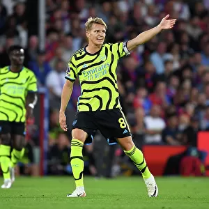 Arsenal's Martin Odegaard Gives Instructions During Crystal Palace Match, 2023-24 Premier League