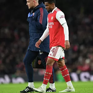 Arsenal's Simon Murphy Tends to Reiss Nelson during Arsenal vs Juventus Friendly (2022-23)