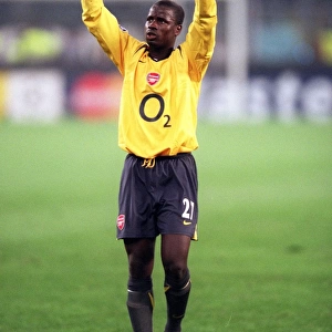 Emmanuel Adebayor (Arsenal) celebrates at the final whistle