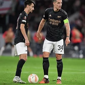 Fabio Vieira and Granit Xhaka Clash in Europa League: PSV Eindhoven vs. Arsenal (2022-23)