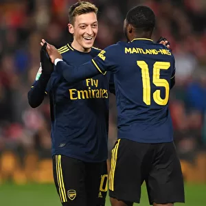 Mesut Ozil and Ainsley Maitland-Niles Celebrate Arsenal's Four Goals Against Liverpool in Carabao Cup