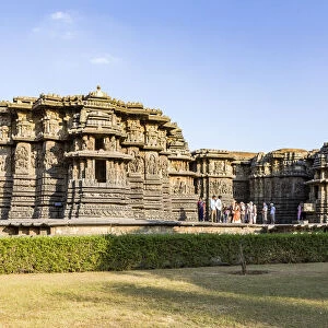 The elaborately-carved Hoysaleswara Temple at Halebid in Karnataka, India